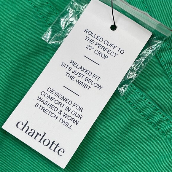 Crown‎ & Ivy Charlotte Crop Pants Women's 10 Green Rolled Cuff Relaxed Fit NEW - Picture 6 of 10